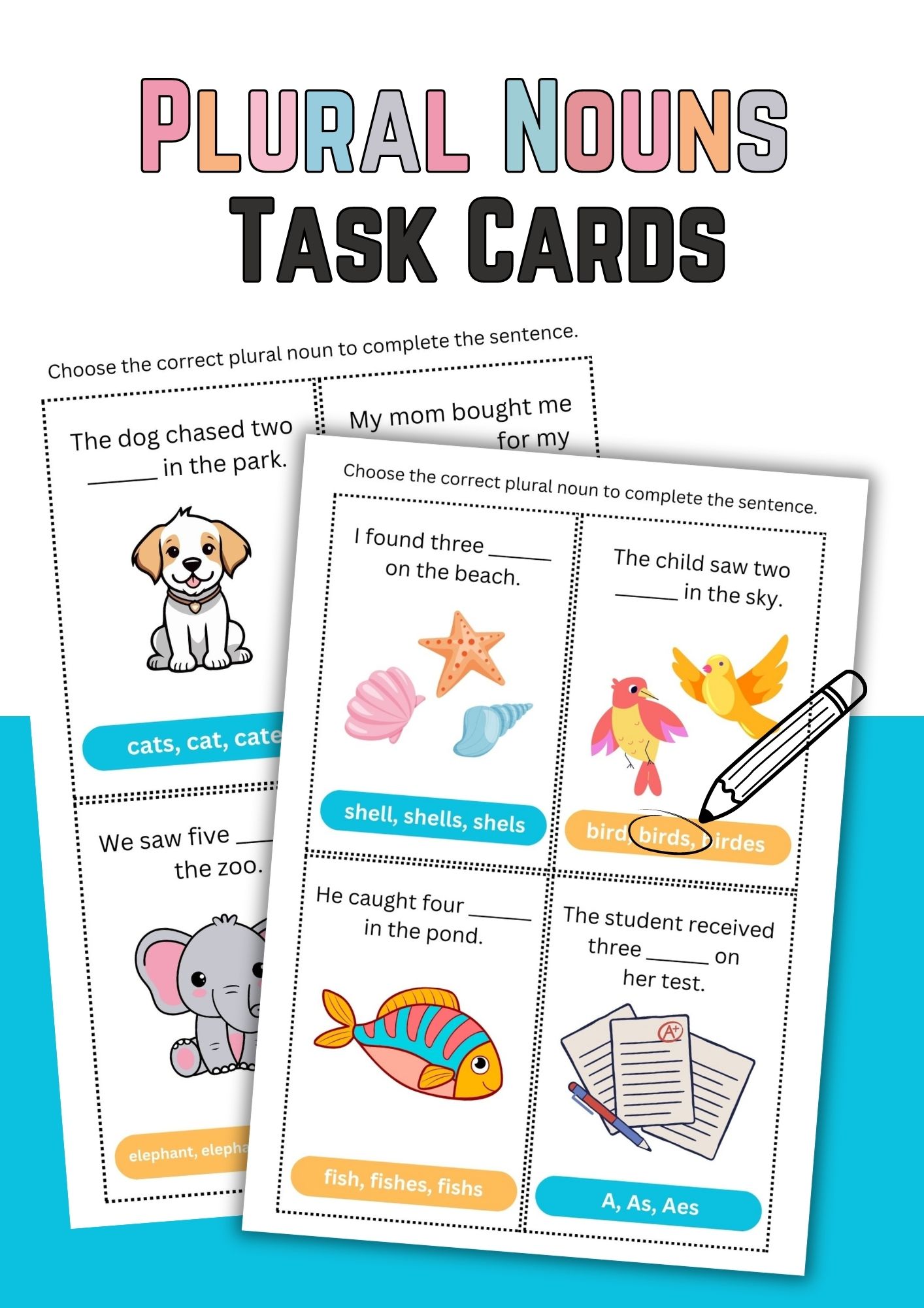 Plural Nouns: Worksheets and Task Cards